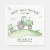 Serviette En Papier Green Tractor birthday napkins (Devant)