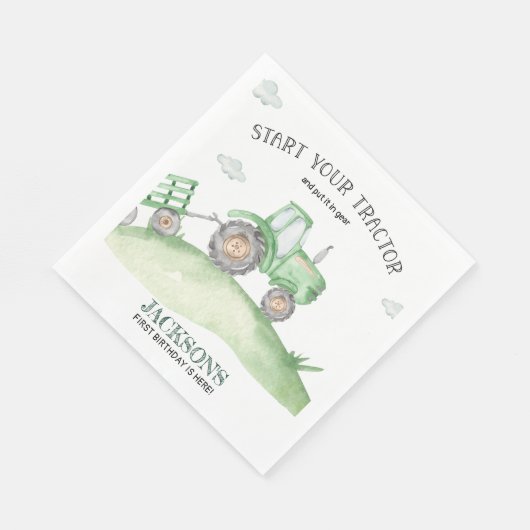 Serviette En Papier Green Tractor birthday napkins (Coin)
