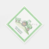 Serviette En Papier Green Tractor birthday napkins checkered gingham (Coin)