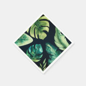 Serviette En Papier Green Tropical Feuille Black Soirée de mariage élé (Coin)