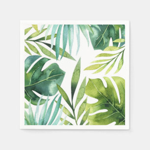 Serviette En Papier Green Tropical Feuille White Soirée de mariage élé