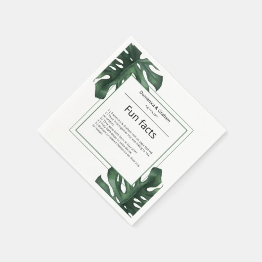 Serviette En Papier Green Tropical Monstera feuille Mariage Fun Facts (Coin)