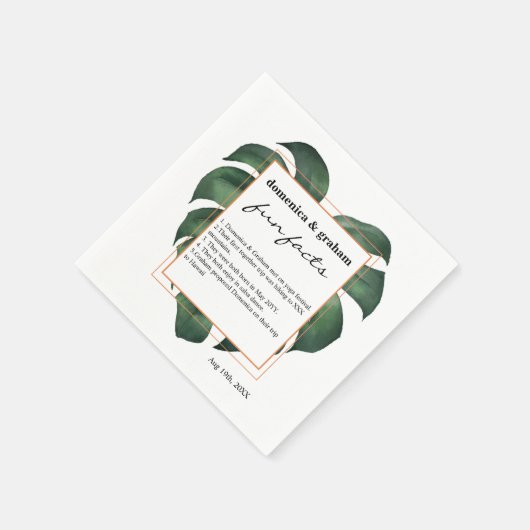 Serviette En Papier Green Tropical Monstera feuille Mariage Fun Facts (Coin)