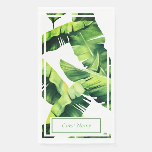 Serviette En Papier Green Tropical Palm Feuille Papier Serviettes d'hô (Devant)
