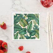 Serviette En Papier Green & Turquoise Palm Monstera Tropical Feuille M (En situation)