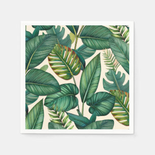 Serviette En Papier Green & Turquoise Palm Monstera Tropical Feuille M