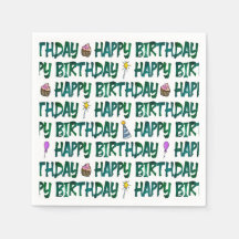 Green Typographic Happy Birthday Pattern