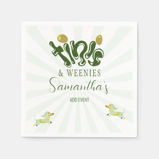 Serviette En Papier Green Weenies & Tinis Funny Martini fête d'anniver (Devant)