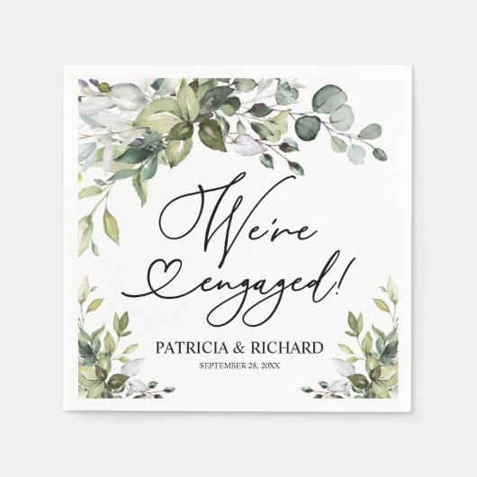 Serviette En Papier Green We's Engaged Engagement Party (Devant)