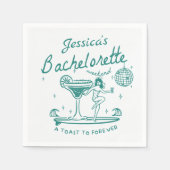 Serviette En Papier Green Whimsical Main dessinée Funky Bachelorette (Devant)