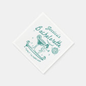 Serviette En Papier Green Whimsical Main dessinée Funky Bachelorette (Coin)