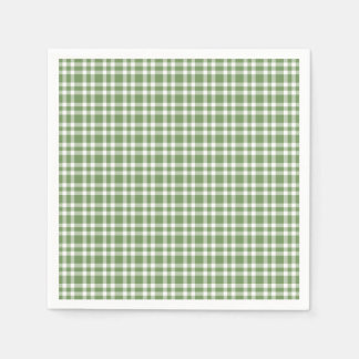 Serviette En Papier Green White Plaid Pattern