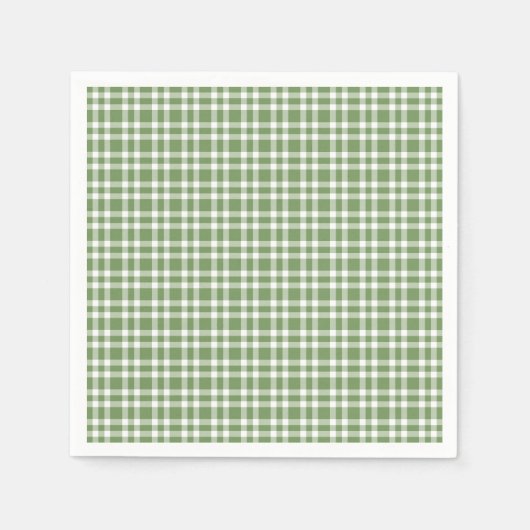 Serviette En Papier Green White Plaid Pattern (Devant)