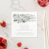 Serviette En Papier Green Winery Mountain Croquis Mariage Faits amusan (En situation)