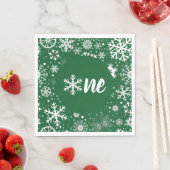 Serviette En Papier Green Winter Premier Anniversaire Flocon de neige (En situation)