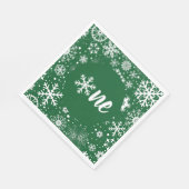 Serviette En Papier Green Winter Premier Anniversaire Flocon de neige (Coin)