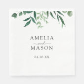 Serviette En Papier Greenery Botanical Foliage Watercolor Wedding (Devant)