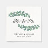 Serviette En Papier Greenery Branches Mme & Mme Lesbian Mariage (Devant)