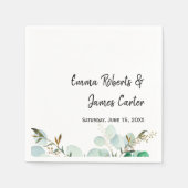 Serviette En Papier Greenery Minimalist Script Wedding Napkins (Devant)