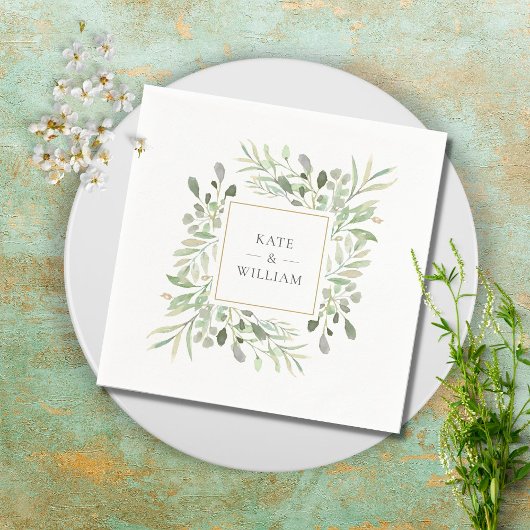 Serviette En Papier Greenery Watercolour Foliage Wedding