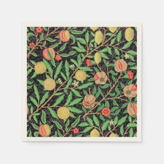 Serviette En Papier Grenade et fleurs sur branches (Devant)