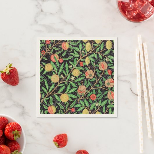 Serviette En Papier Grenade et fleurs sur branches (En situation)