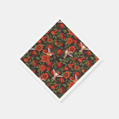 Serviette En Papier Grenades et colibris/feuilles verts en noir (Coin)