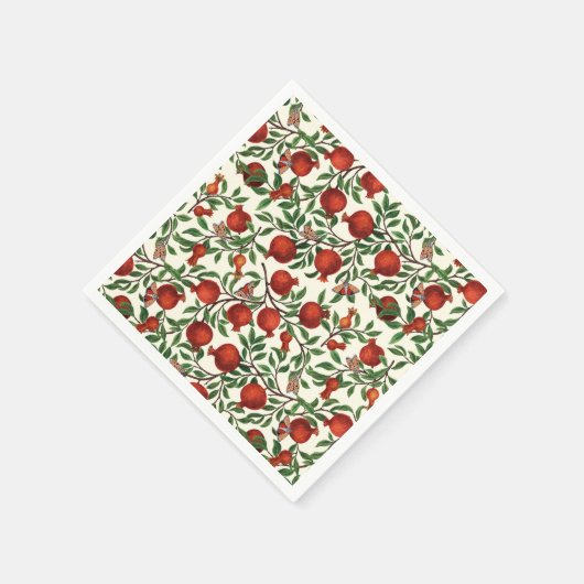 Serviette En Papier Grenades et papillons Bella sur blanc (Coin)