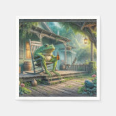 Serviette En Papier Grenouille Assis Dans Une Chaise À Rocks Porch (Devant)