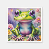Serviette En Papier Grenouille Avec Art numérique Fleur (Devant)