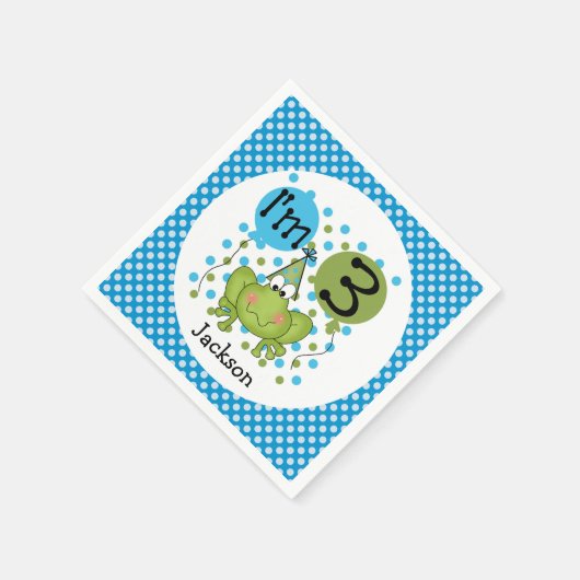 Serviette En Papier Grenouille bleue 3ème anniversaire Papier serviett (Coin)