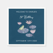 Serviette En Papier Grenouille dans un étang Lily mignonne Premier ann (Devant)