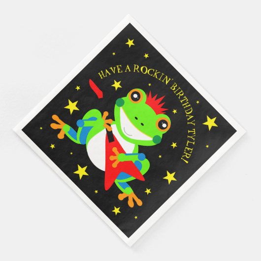 Serviette En Papier Grenouille d'arbre d'anniversaire de Rockin avec g (Coin)