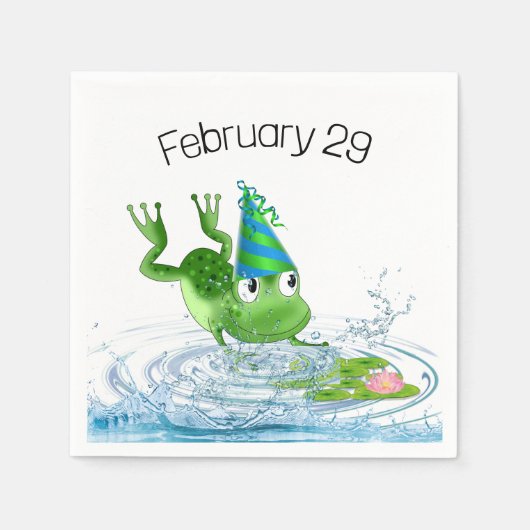 Serviette En Papier Grenouille de fête pour l'année bissextile Anniver (Devant)