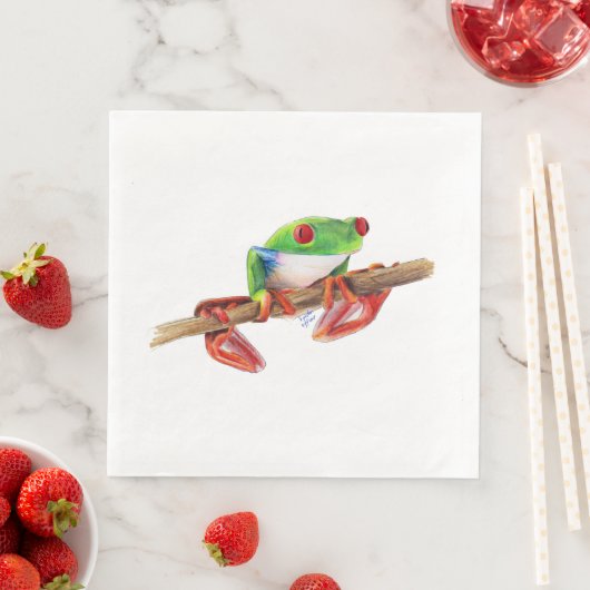 Serviette En Papier Grenouille des arbres Treefrog jolie illustration (En situation)