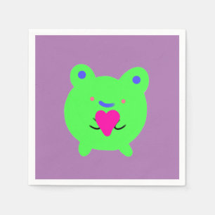 Serviette En Papier Grenouille douce au coeur