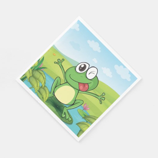 Serviette En Papier Grenouille drôle (Coin)