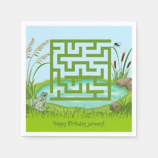 Serviette En Papier Grenouille et Maze de vol Papier d'anniversaire (Devant)