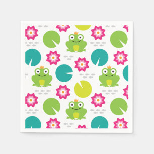 Serviette En Papier Grenouille et Nenuphar Motif sans couture