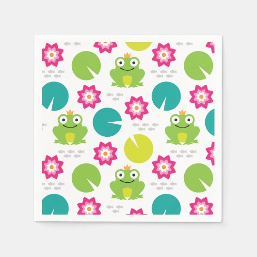 Serviette En Papier Grenouille et Nenuphar Motif sans couture (Devant)