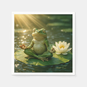 Serviette En Papier Grenouille méditant sur un nénuphar