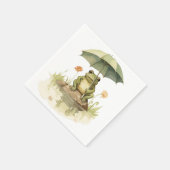 Serviette En Papier Grenouille mignonne avec un parapluie au lac (Coin)