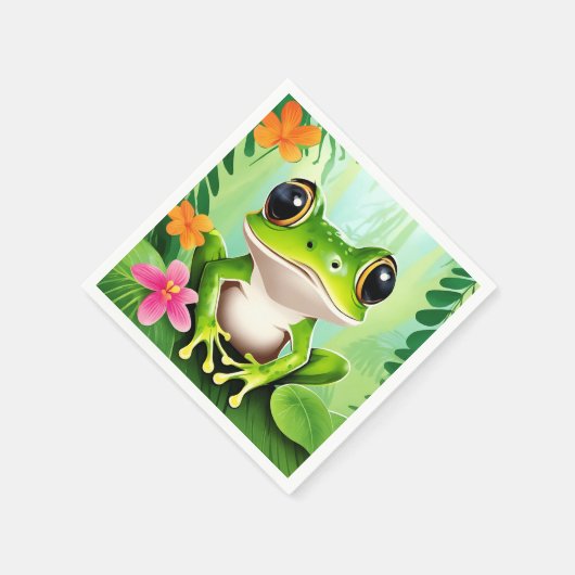 Serviette En Papier Grenouille mignonne colorée (Coin)