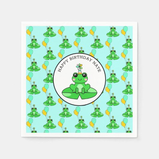 Serviette En Papier Grenouille personnalisée Joyeux anniversaire (Devant)