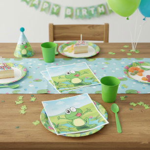 Serviette En Papier Grenouille Rigolote Clignant sur un Étang de Nénup