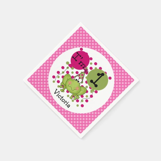 Serviette En Papier Grenouille rose 1er Anniversaire Papier serviettes (Coin)