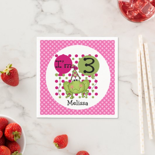 Serviette En Papier Grenouille rose 3e Anniversaire Papier serviettes (En situation)