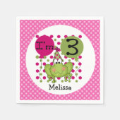 Serviette En Papier Grenouille rose 3e Anniversaire Papier serviettes (Devant)