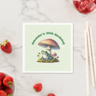 Serviette En Papier Grenouille sous un champignon Cute Nature Annivers