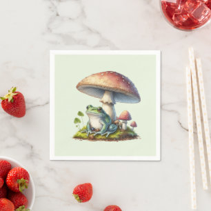 Serviette En Papier Grenouille sous un champignon Mignon Nature